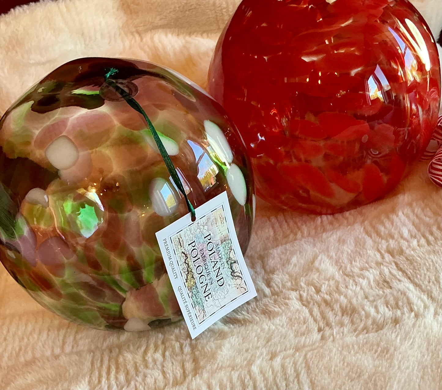 Mouth Blown Red Glass Or Witch Ball / Glass Float Red Made In Poland 24 Inches