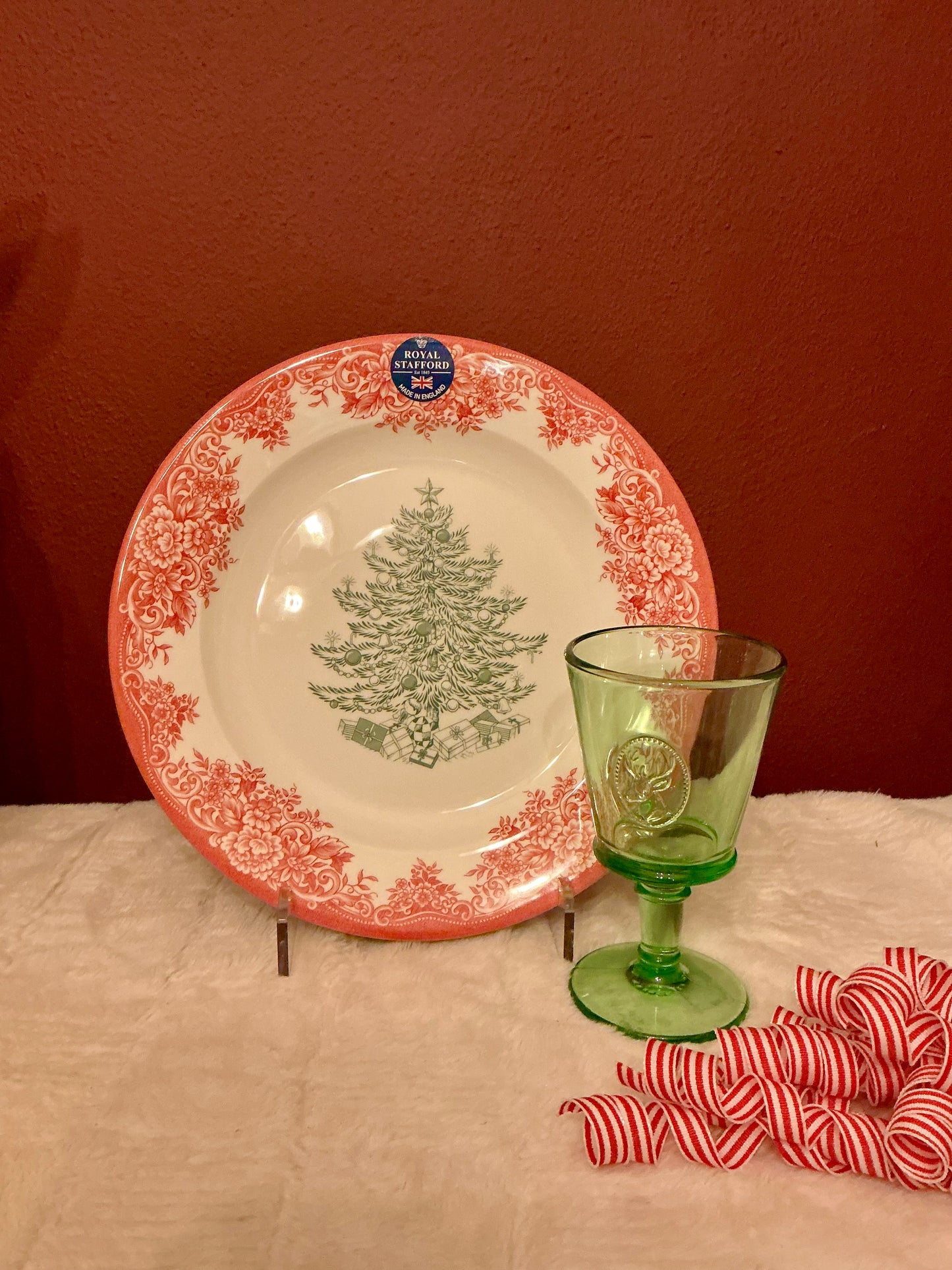 Royal Stafford Christmas Tree Red and Green Salad plate 8”