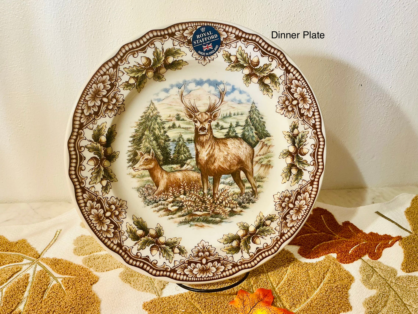 Royal Stafford Homeland Stag Deer Dinner Plate 11" - Discontinued Victorian English Pottery