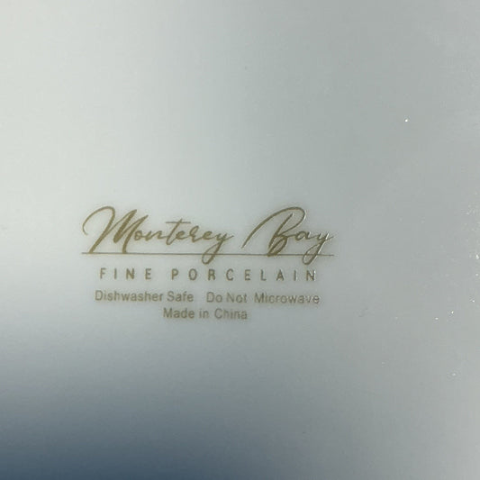 Set of 3 Monterey Bay 7 1/2" Appetizer / Salad Plates, Green,white,gold Stripe