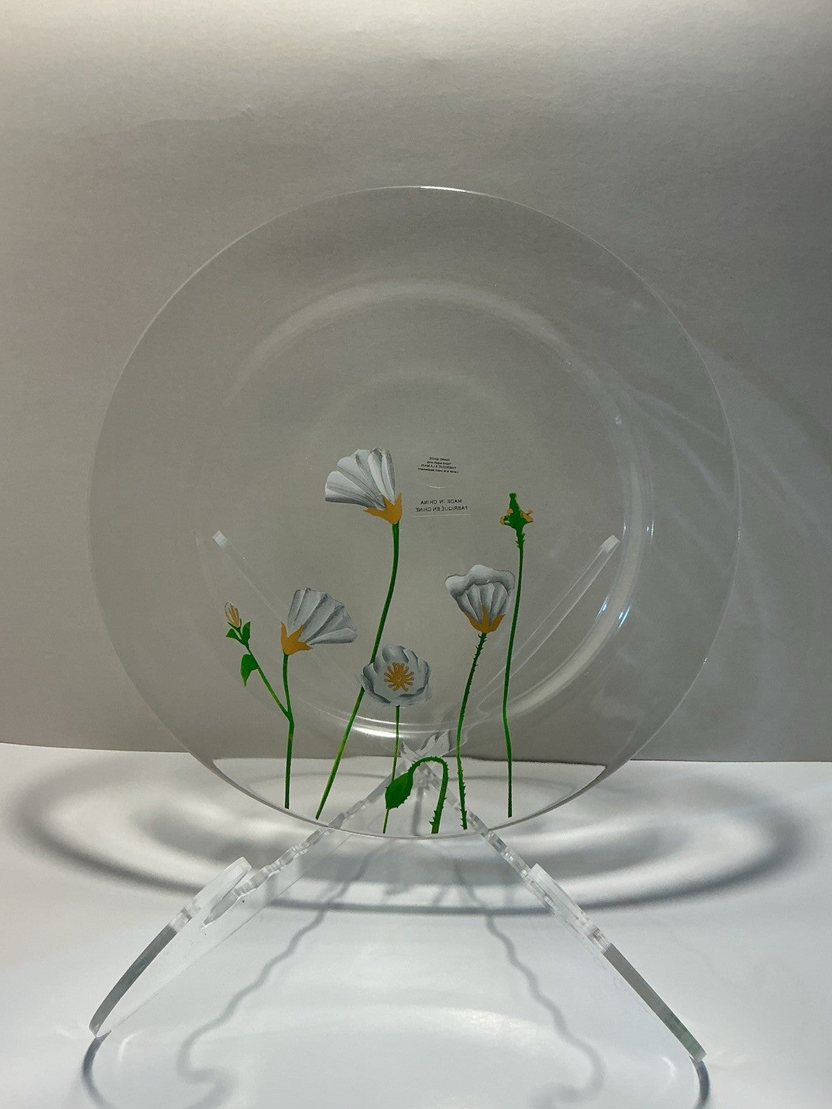 Hand Painted Clear Plate X-large Dinner Or Charger