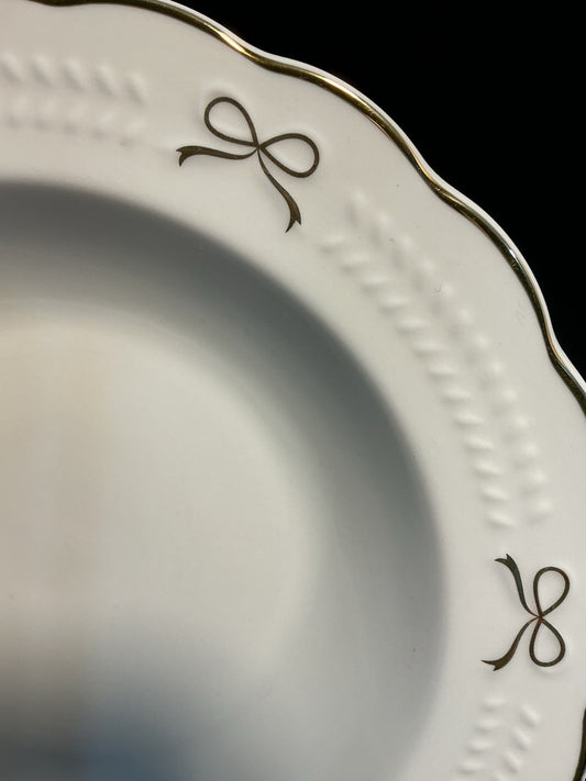 Yedi Gold Bow On White Coupe Soup Bowl 8 Inches Ceramic Coquette Bridal