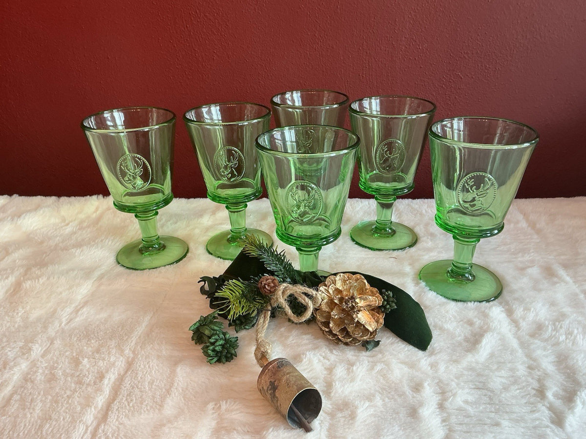 La Rochère Deer Collection Wine Glass Mint Green