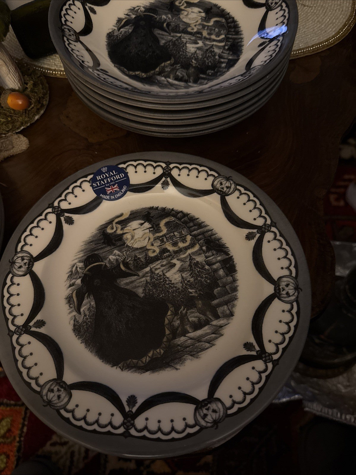 Royal Stafford Sorcerer Guardian Dinnerware 2pcs Halloween Plates, Salad Plates