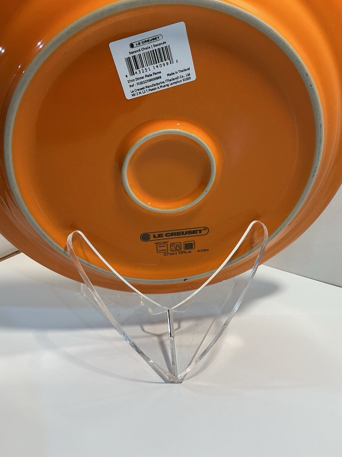 Le Creuset Dinner Plate 12”Flame Volcanic Orange Red Heavy