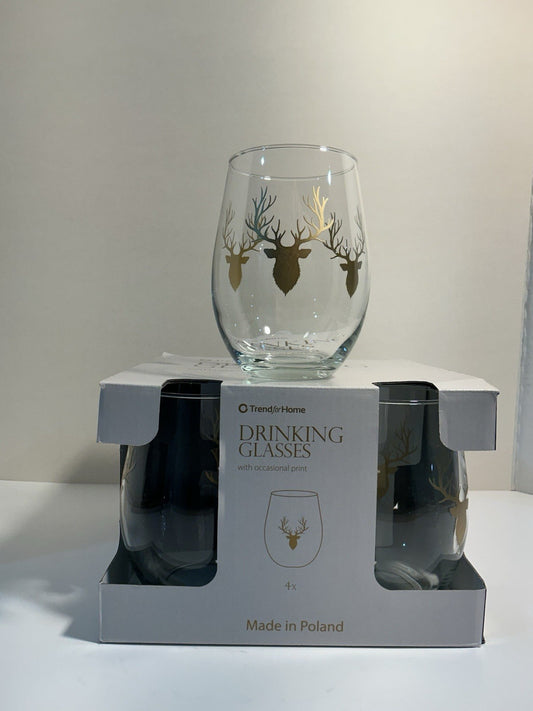 Trend for Home Drinking Glasses Set of 4 Deer