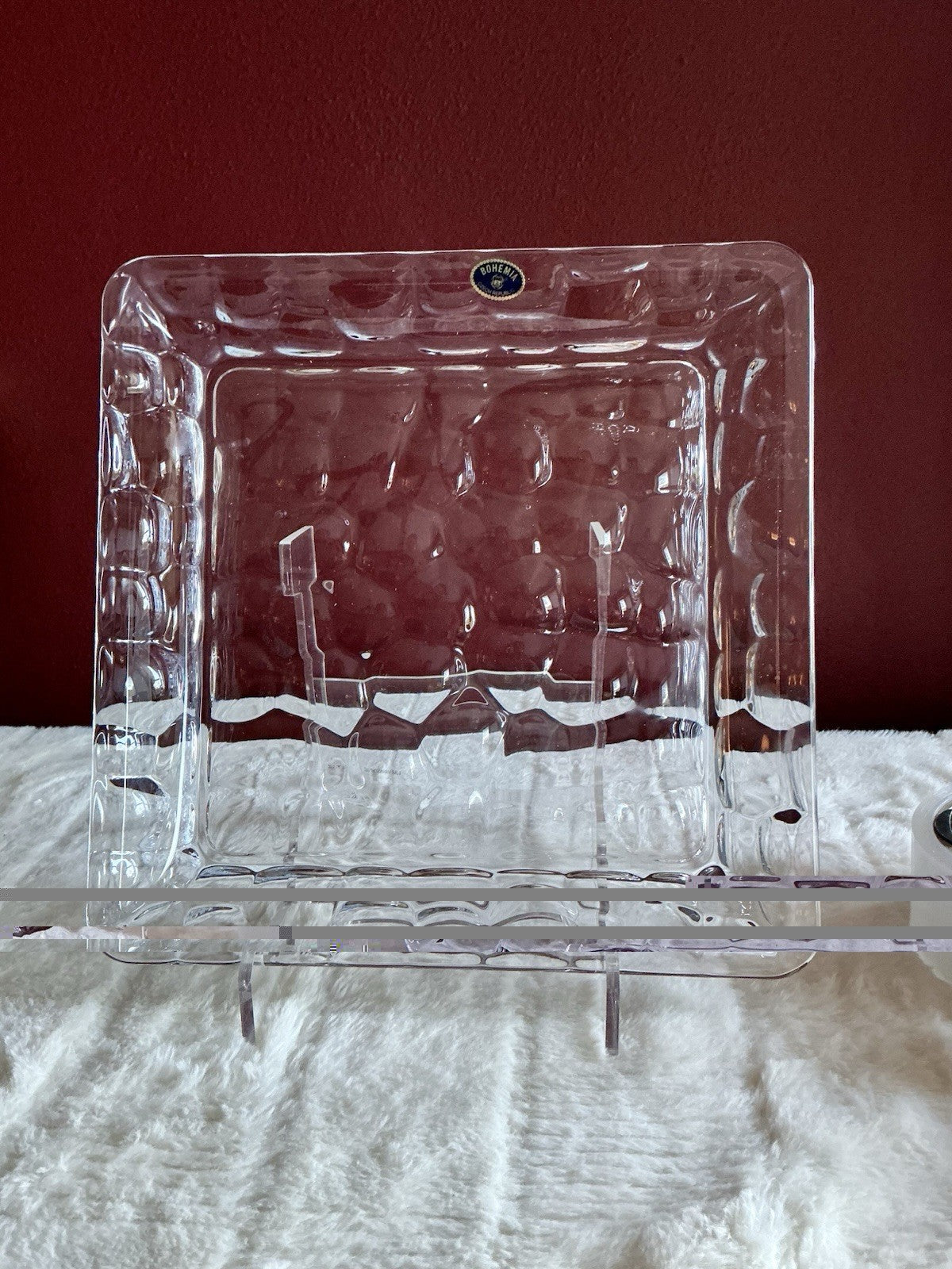 Crystal Bohemia Square Shaped Dish Czech Republic
