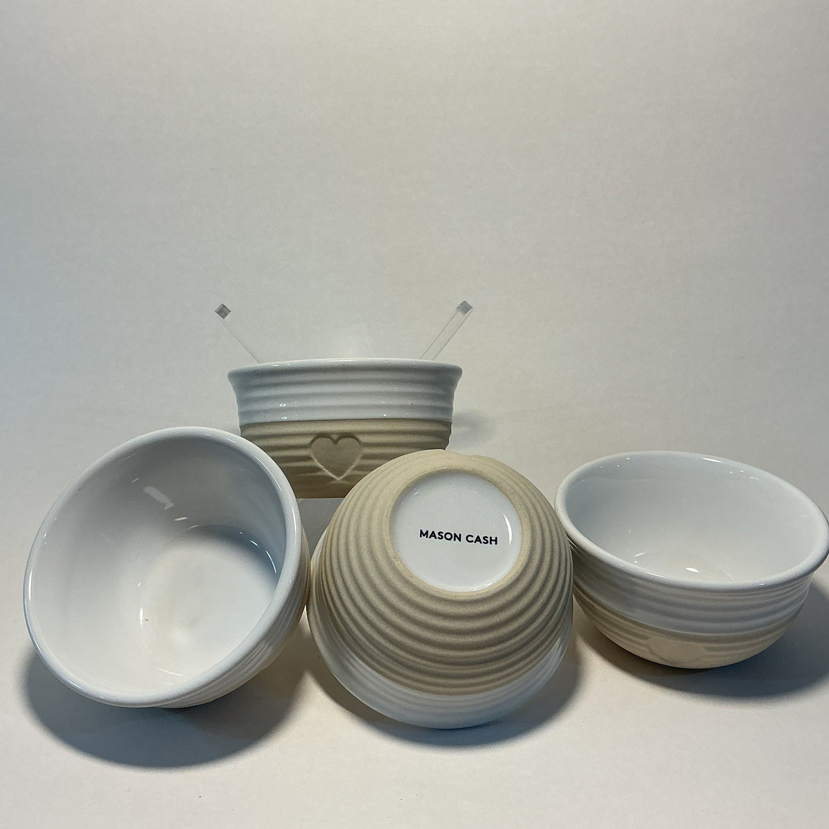 Mason Cash Rustic Charm Mini Bowl Set, 4 Stoneware Prep and Snack Bowls