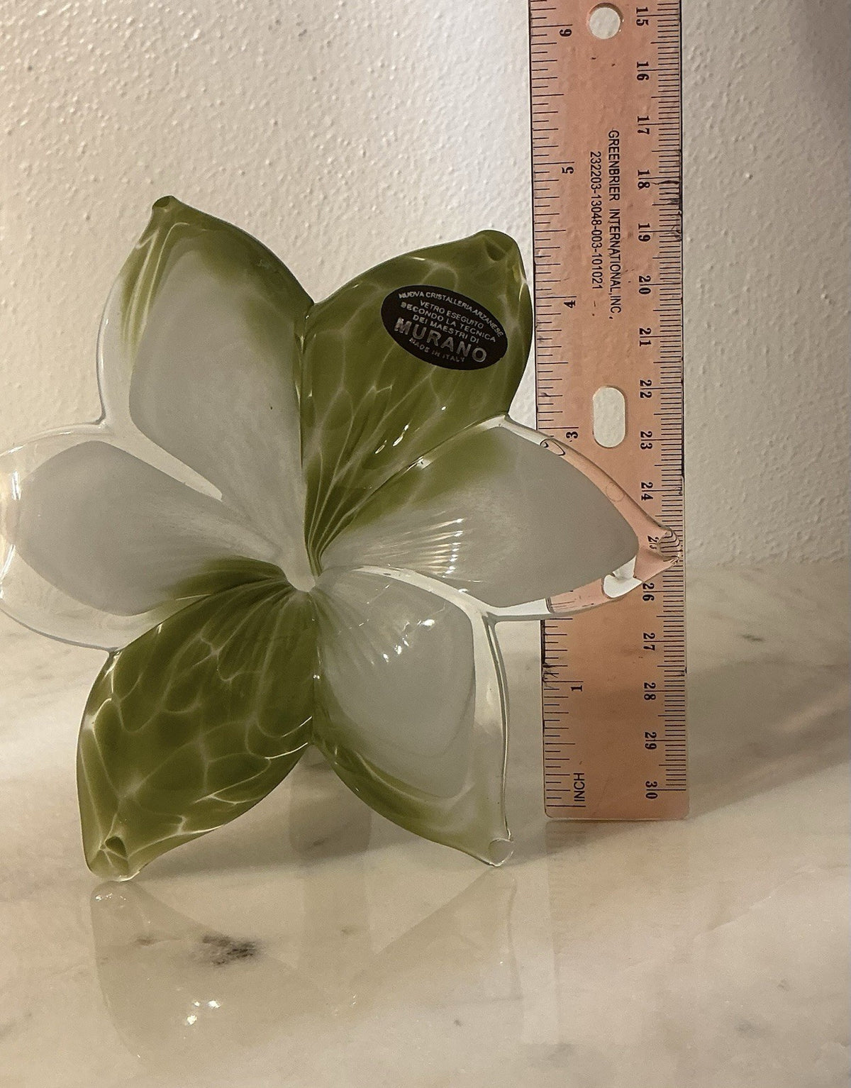 Murano Hand Blown Flower Decor green