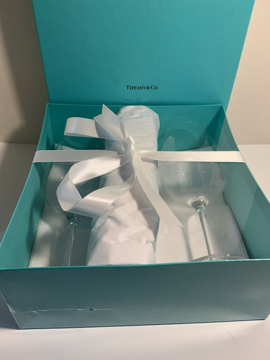 Tiffany & Co. Red Wine Crystal Glasses - Set Of 2 - Original Box and Packaging.