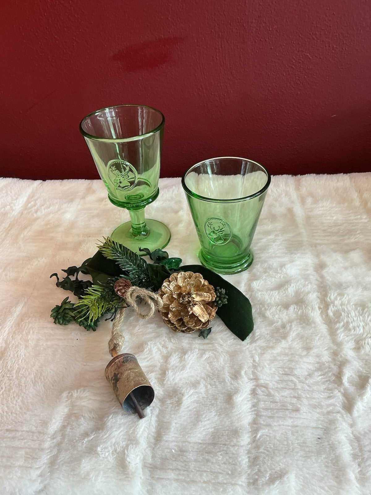La Rochère Deer Collection Wine Glass Mint Green