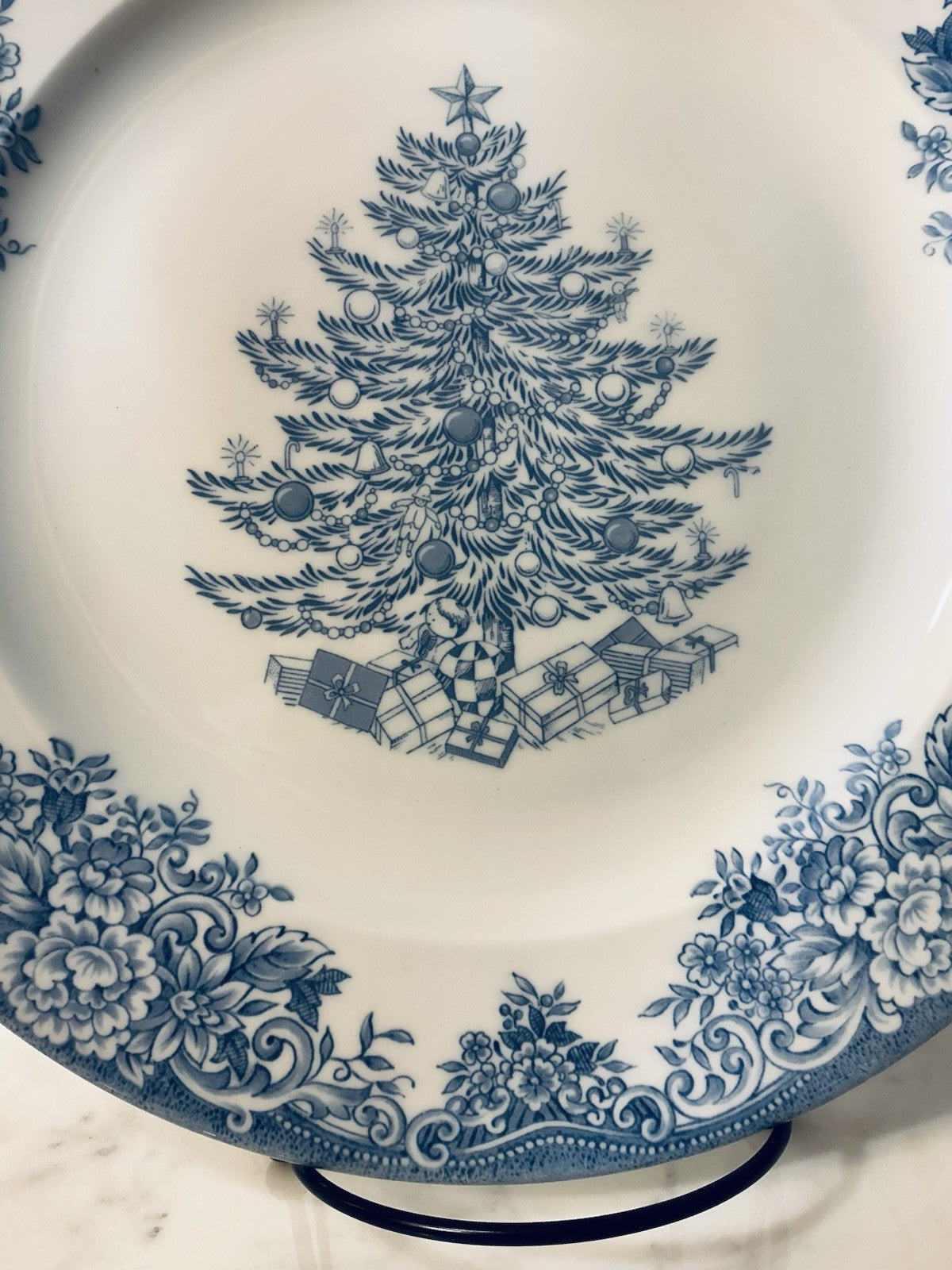 New Royal Stafford Christmas Tree Blue Dinner Plate 11”