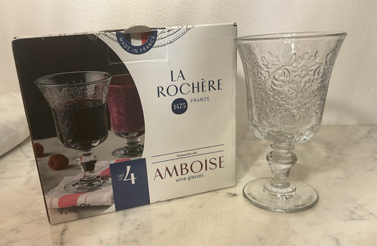Set of 4 La Rochere Amboise 6 oz Goblet Wine Glass Clear