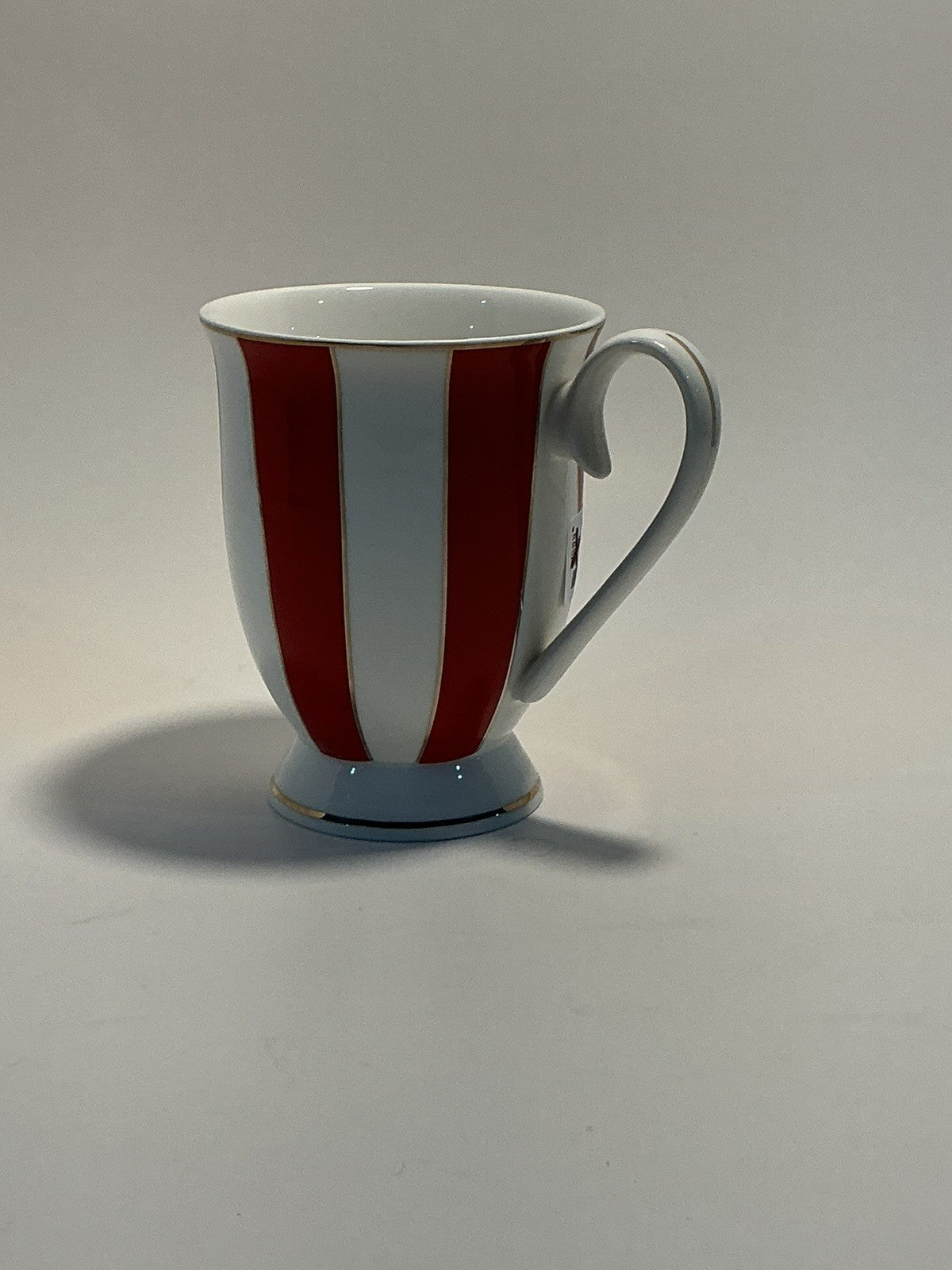 Grace Teaware Red White Stripe Porcelain Pedestal Coffee Mug valentines