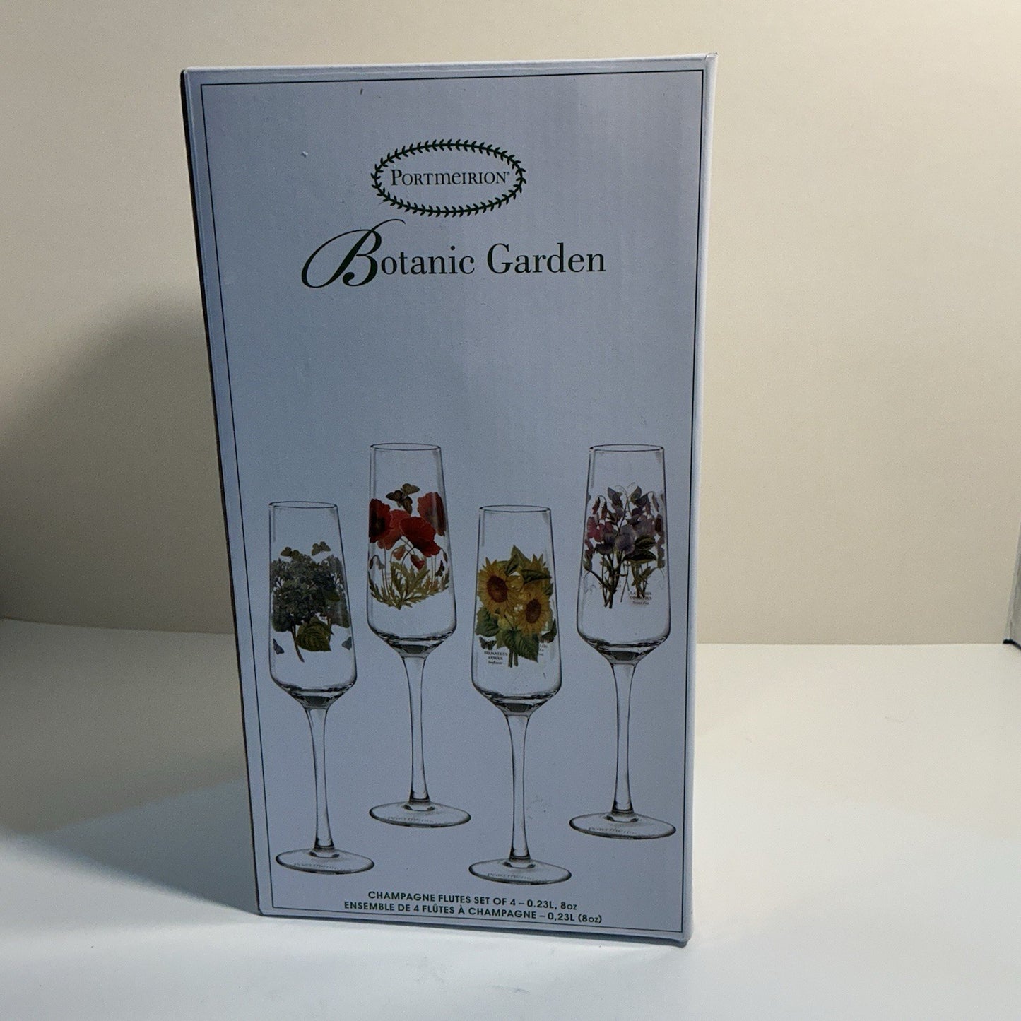 Botanic Garden by Portmeirion 12 Oz Glassware Wine Glasses 9.5” Set Of 4 Flowers
