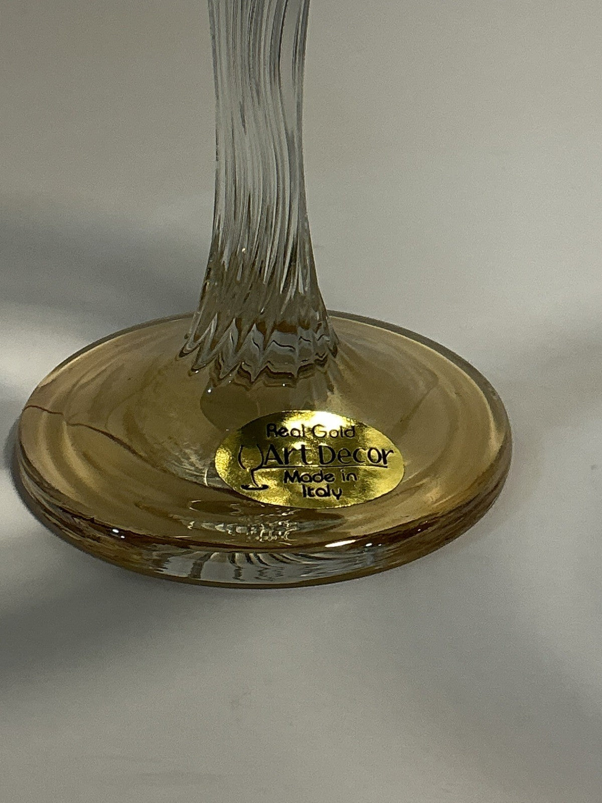 Set of 2 Champagne glasses Art Decor Real Gold Made In Italy