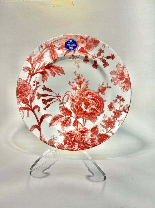 Royal Stafford Coral Floral Weave Dinner Plate made in England 10.5”