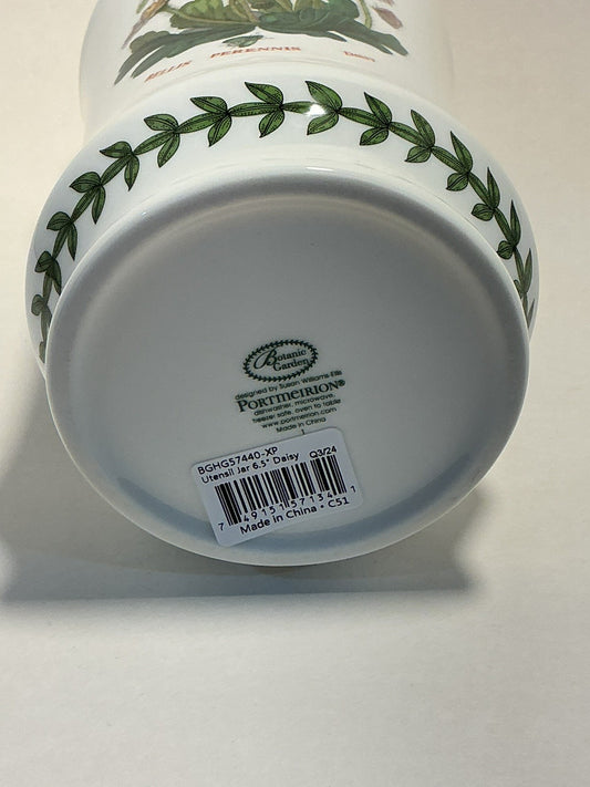 Portmeirion Botanic Garden Utensil Jar 6” Porcelain Daisy Daisies Bee Butterfly
