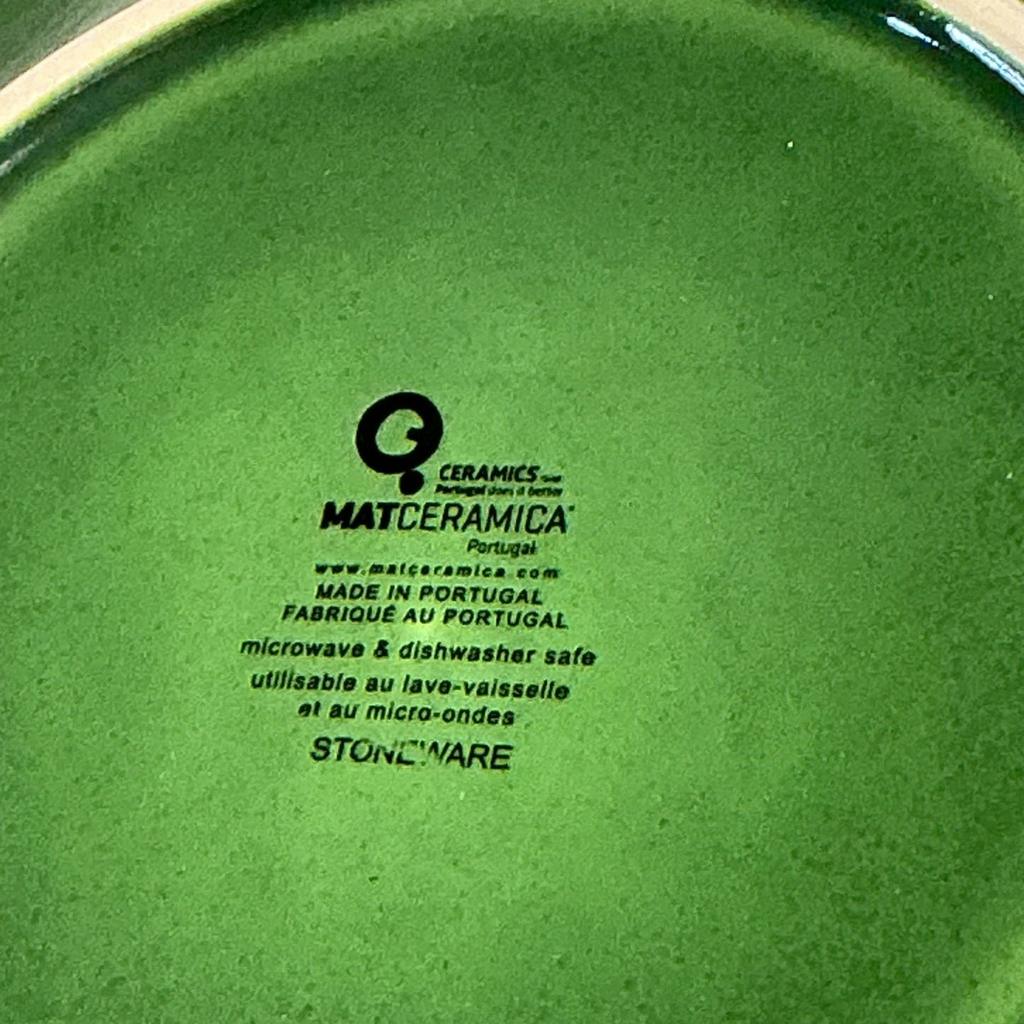 Matceramica Stoneware Portugal Dark Green Beaded Edge 9" Salad plate