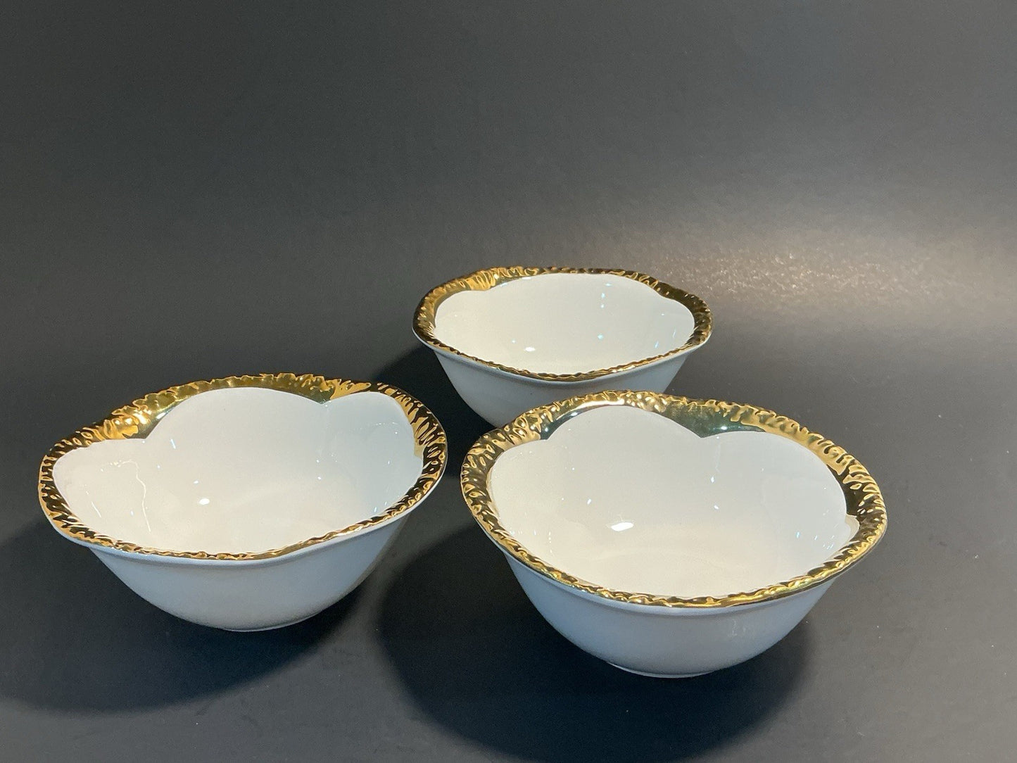 Yedi Small Bowls With Gold Rim Set Of 3