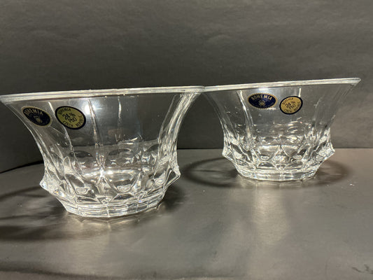 Bohemia 24 lead Crystal bowls set of 2 Crafted in the Czech Republic, Vintage from the Diamond collection.