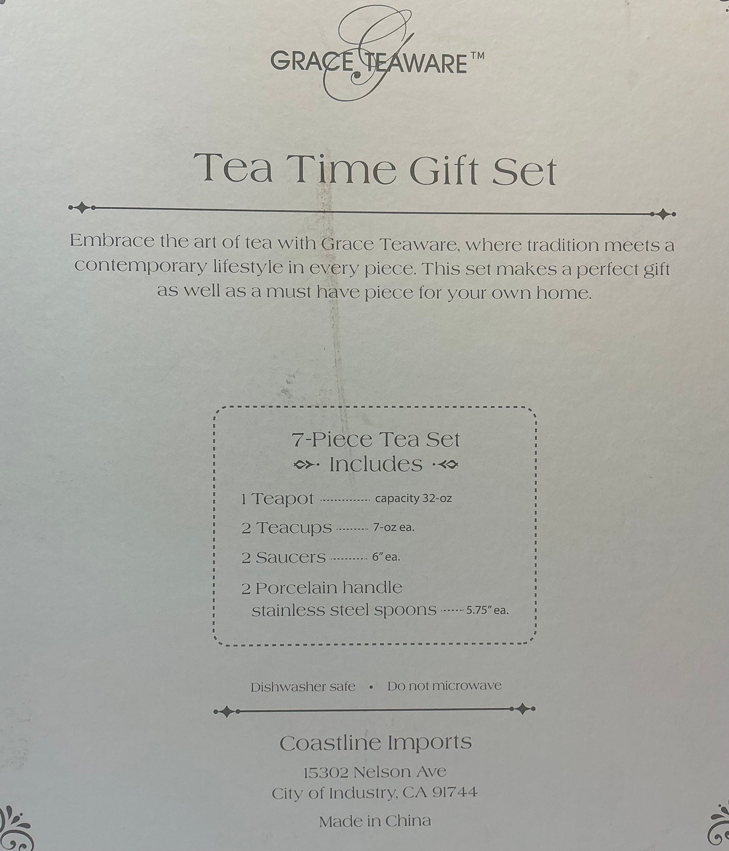 Grace’s Teaware Fine Porcelain 7 pcs Set Blue,Pink Floral