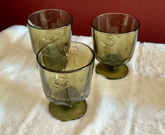 La Rochère Deer Head Short Stem Olive Green Made In France Set Of 2