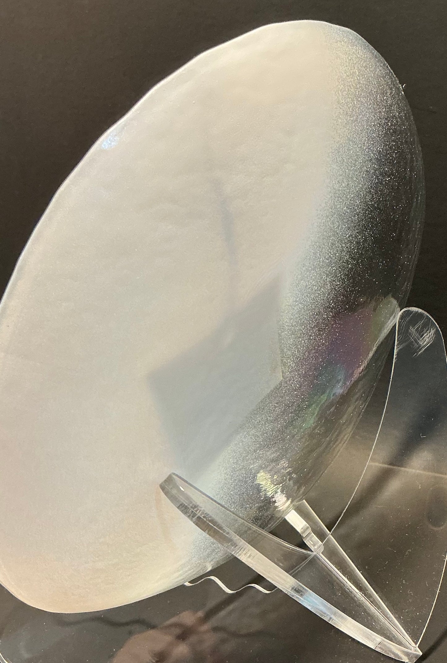 Akcam Iridescent Salad plate 8” which is handmade in Turkey with their shimmering opal-like finish that changes color with light.