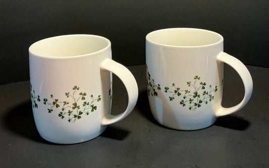 Shannonbridge Pottery Shamrock Coffee / Tea Mugs Set of 2, Irish moon . Made in Ireland/ Saint Patrick’s Day