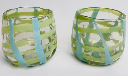 Set of 2 Hand Painted & Hand-Blown / heavy , stylish and durable tumblers, Made in India
