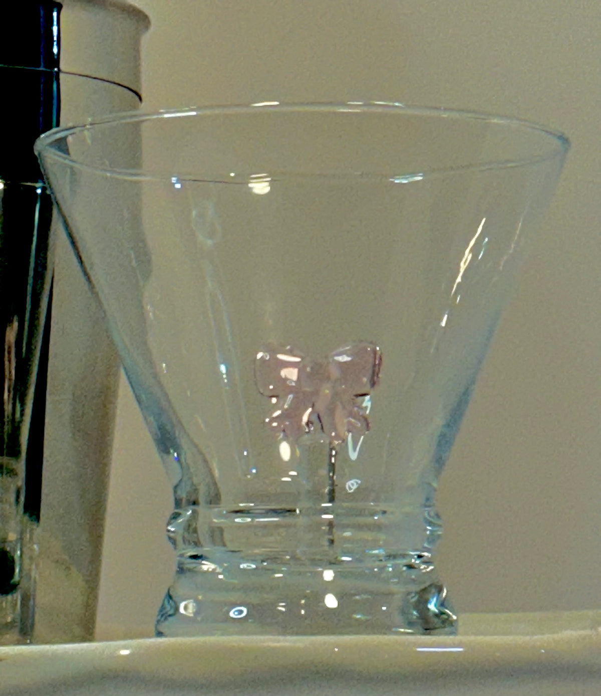 Dress your Drink, Set of 2 Stemless Martini Glasses and a Cocktail Shaker- Coquette Aesthetic Pink