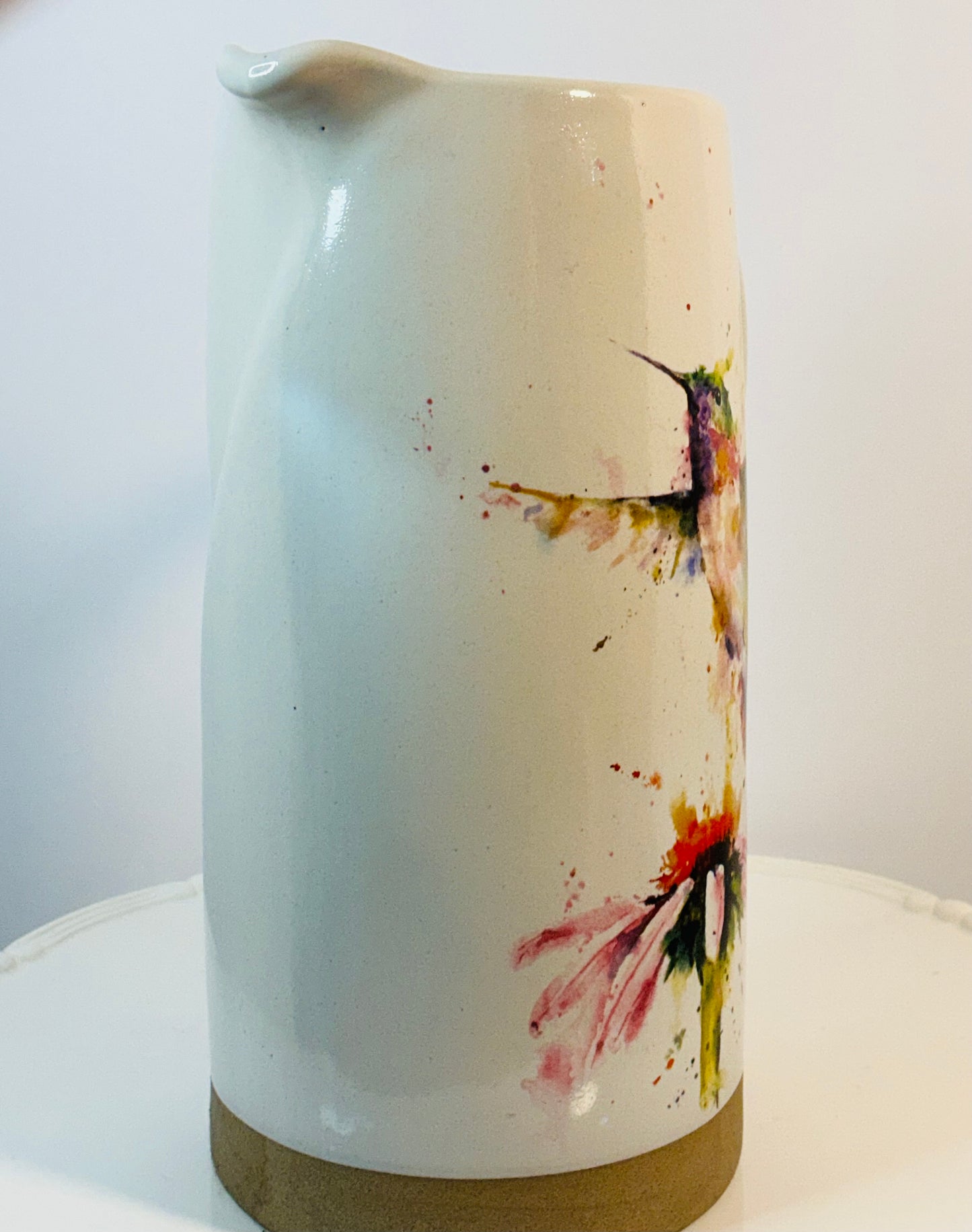 Demdaco PeeWee Collection Coneflower Pitcher by Dean Crouser 50oz Stoneware , microwave and dishwasher safe 4.5” wide 9” high 3.5” deep