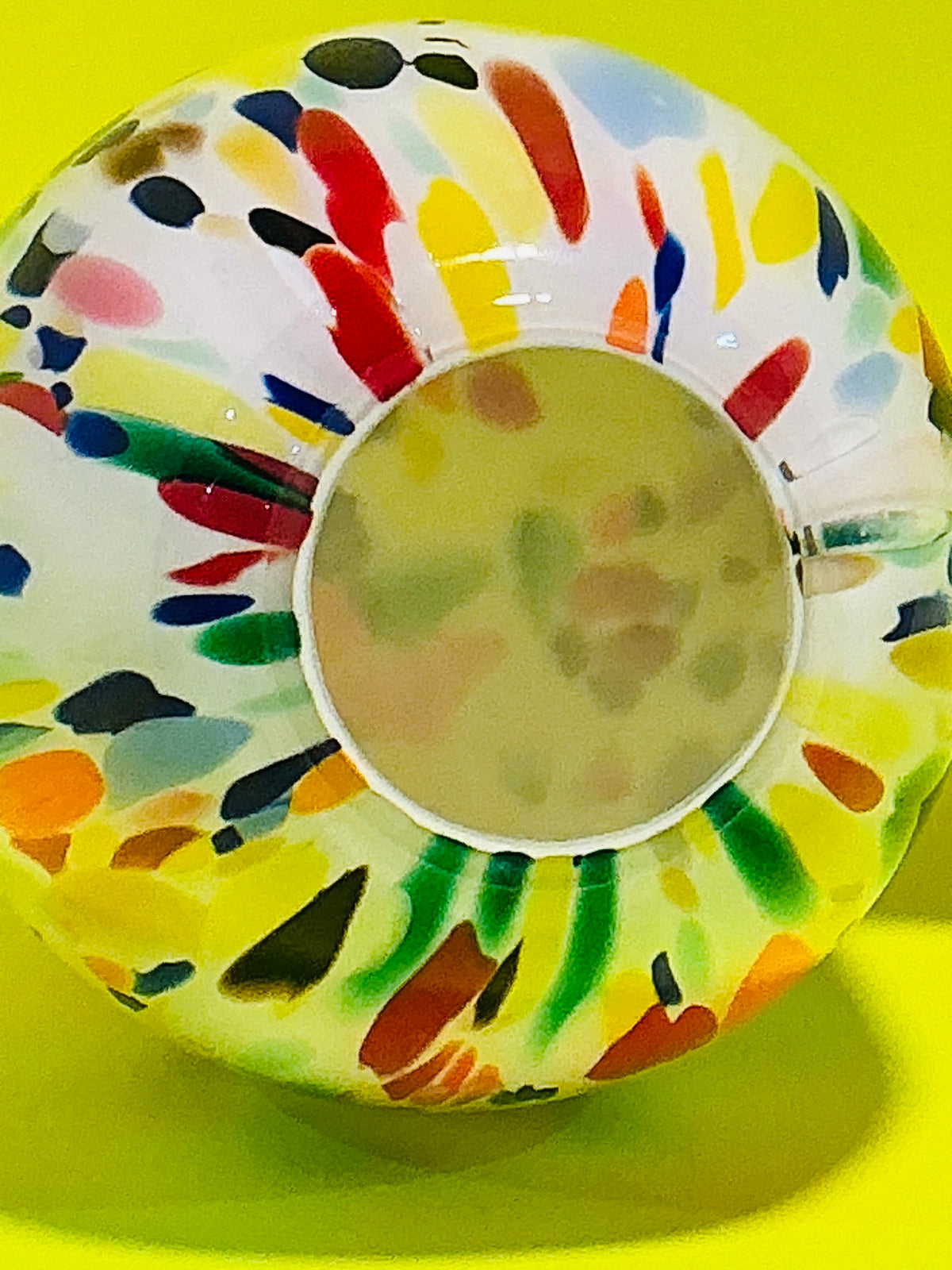 Zorza Egg Shaped with multicolored murrine inclusions , hand blown in Poland 7”x4” Tea-light. Made in Poland