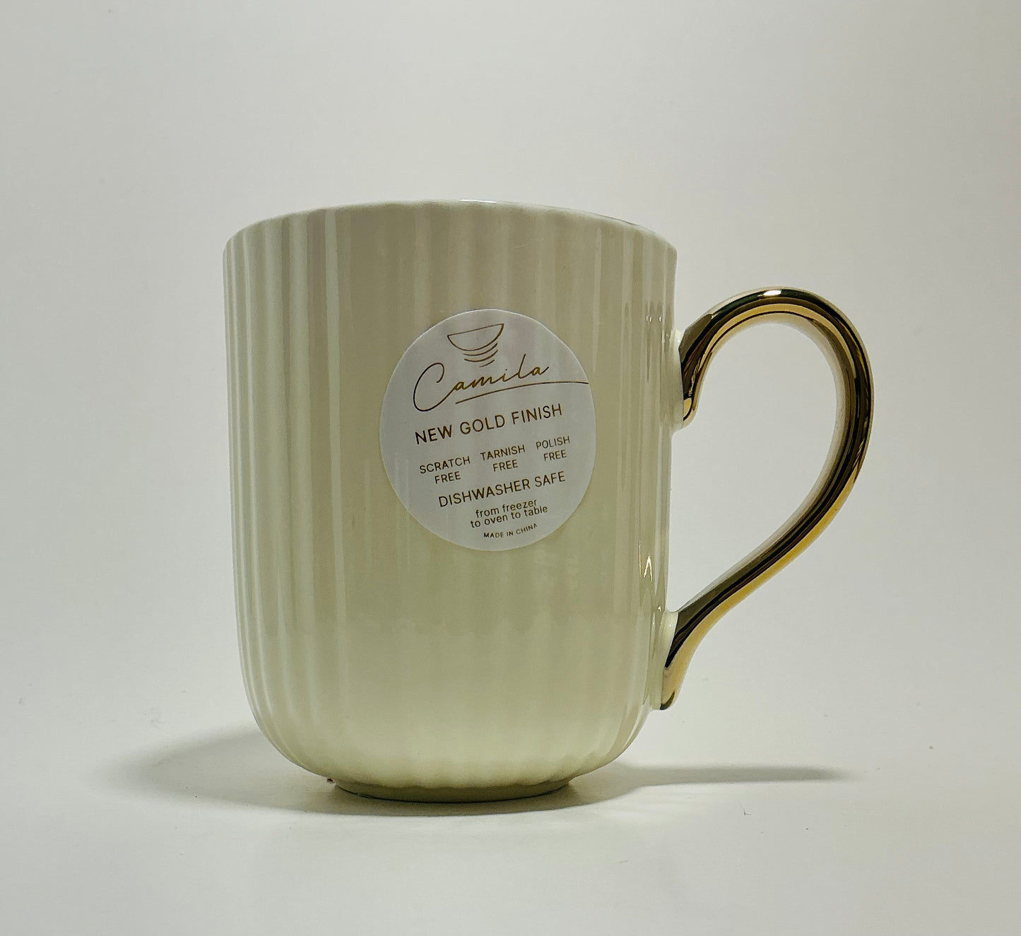 Camilla Off White Scallop design with Gold Trim & Handle