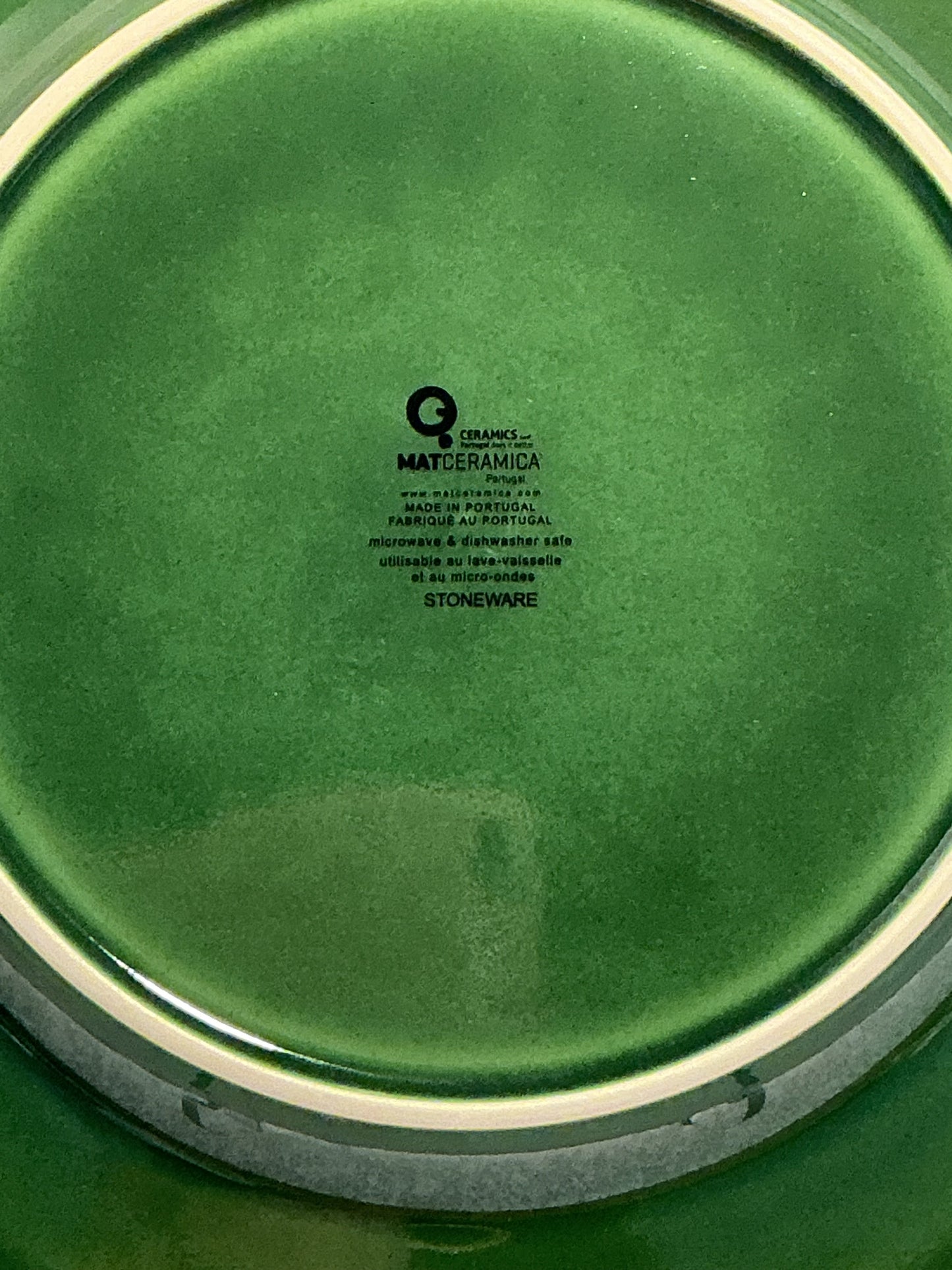 Matceramica Perola green ceramic Dinner Plate with beaded edges 11”Made in Portugal
