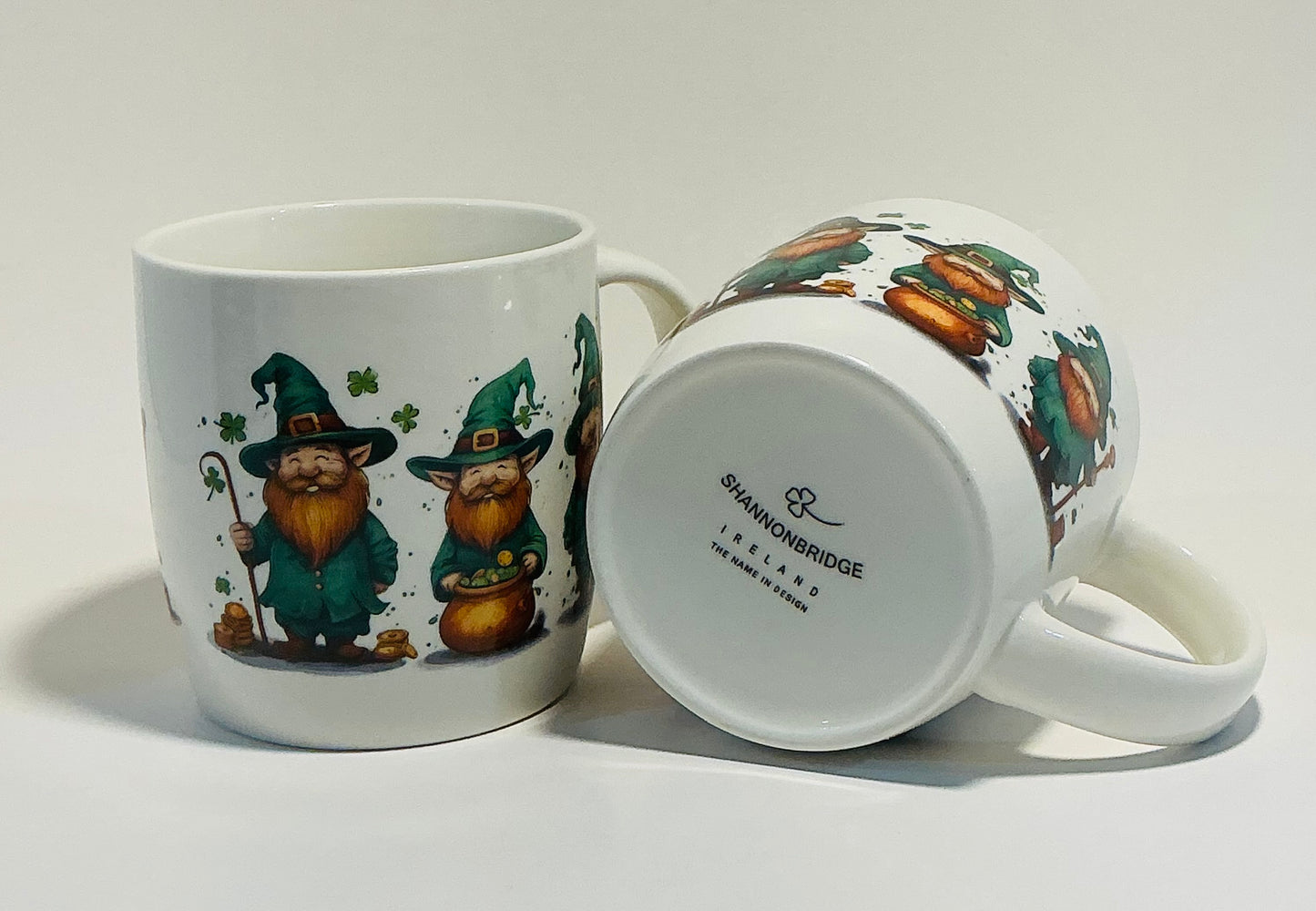 Shannonbridge set of 2 Gnomes Mugs design for Saint Patrick’s day. Made in Ireland