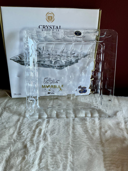 Crystal Bohemia Square Shaped Dish Czech Republic
