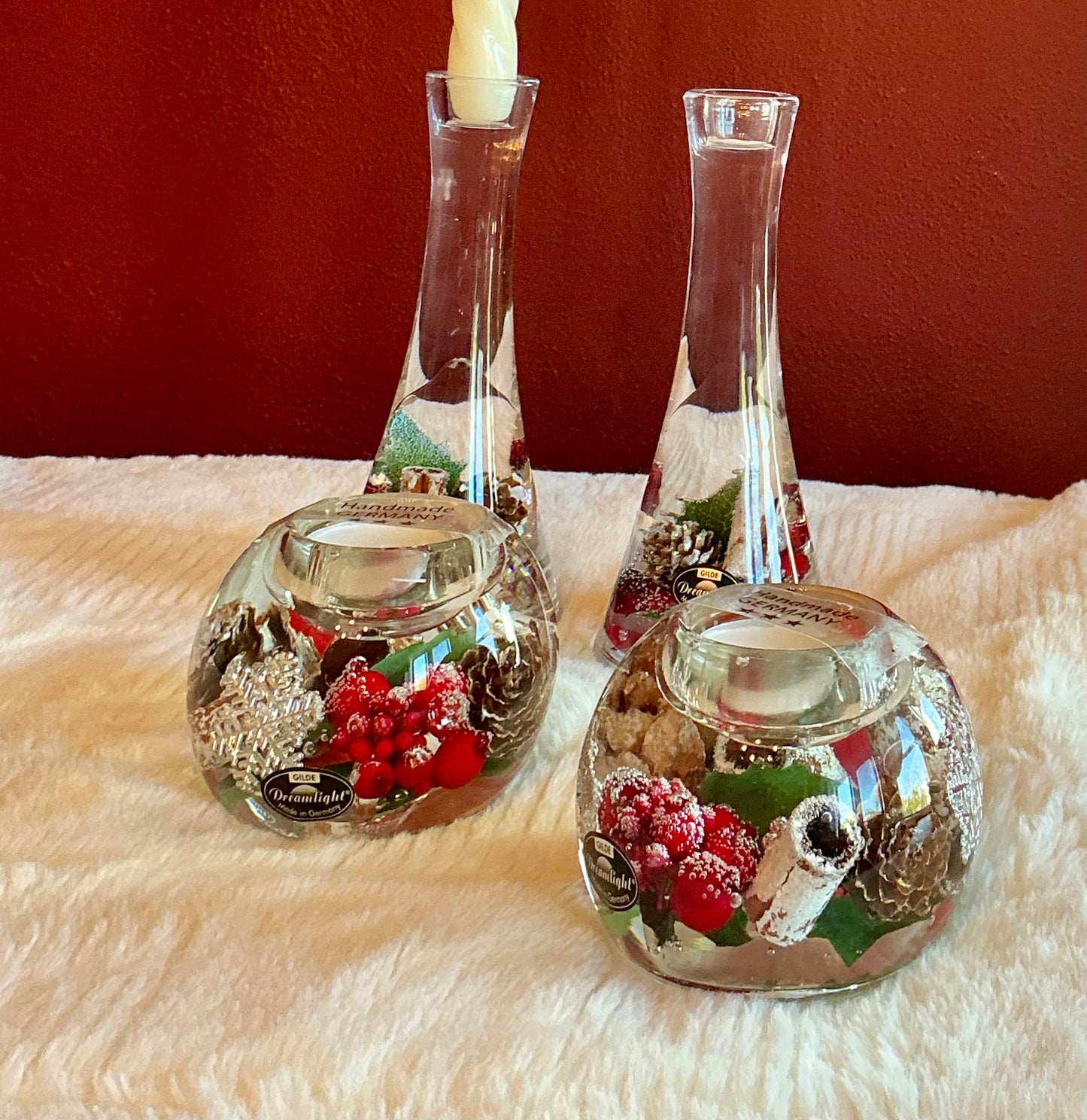 Dreamlight Candle Holder 6.75 x 2.5 Holiday Decor Christmas. Set of 2
