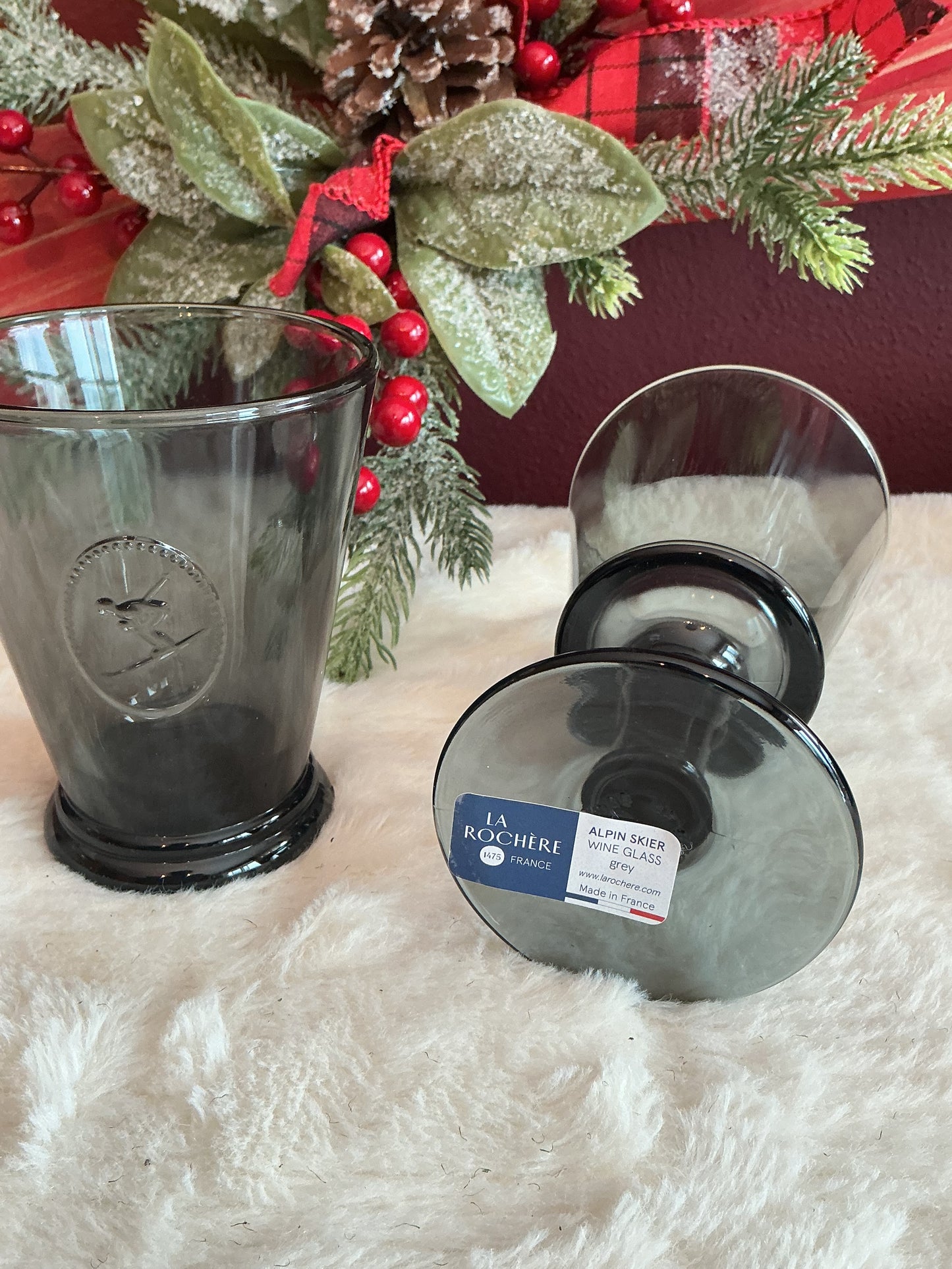 La Rochere Alpine Ski Wine Glass Gray