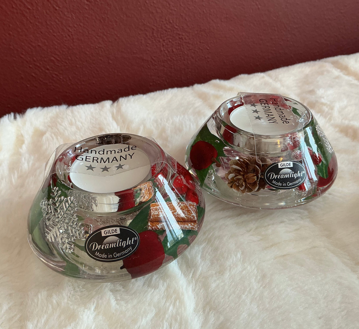 Gilde Dreamlight Glass Tea Light Candle Holder 3.5” Made In Germany Set Of 2