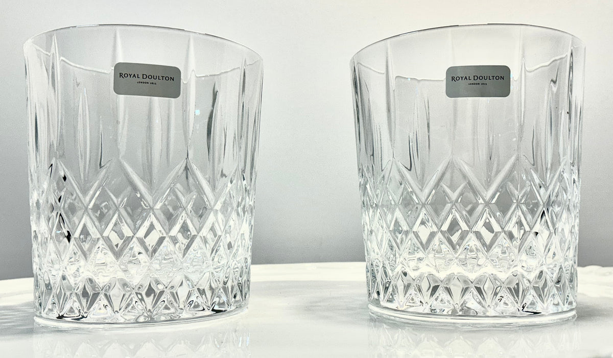 Royal Doulton Crystal Lowball Whiskey Tumblers, Set of 2