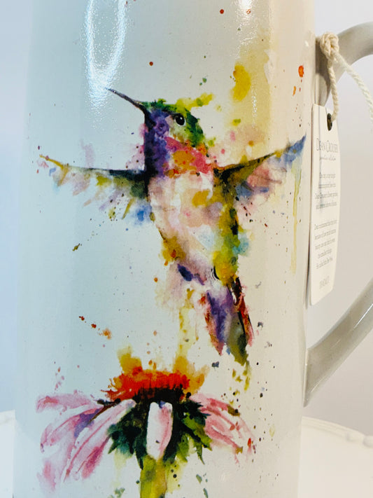Demdaco PeeWee Collection Coneflower Pitcher by Dean Crouser 50oz Stoneware , microwave and dishwasher safe 4.5” wide 9” high 3.5” deep