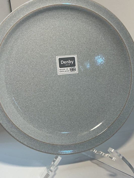 Denby Halo Speckle Blue Gray Coupe 10.75” Dinner Plate, Made in England