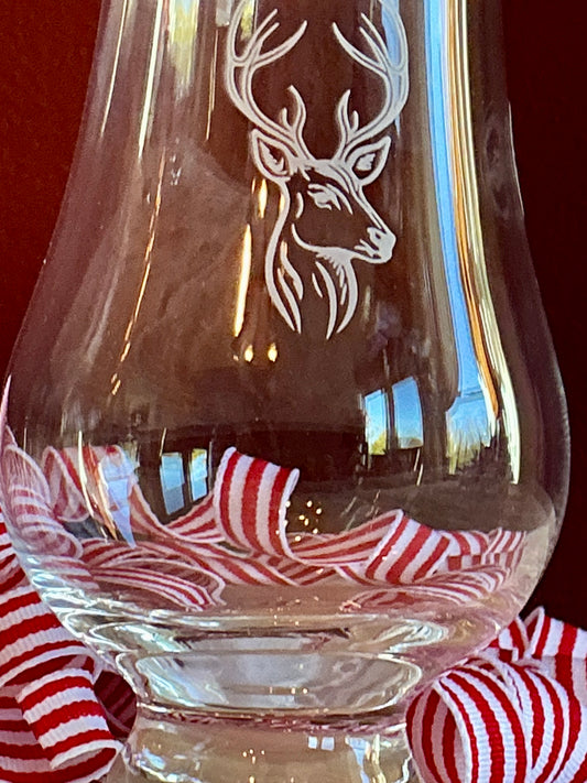 Set Of 2 Glencairn Whiskey Tasting Glasses Deer Head