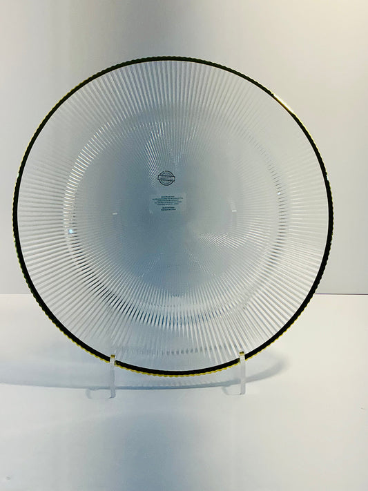 Clear Textured Glass Charger Plate w/ Gold Rim 13” multi use, make a perfect gift