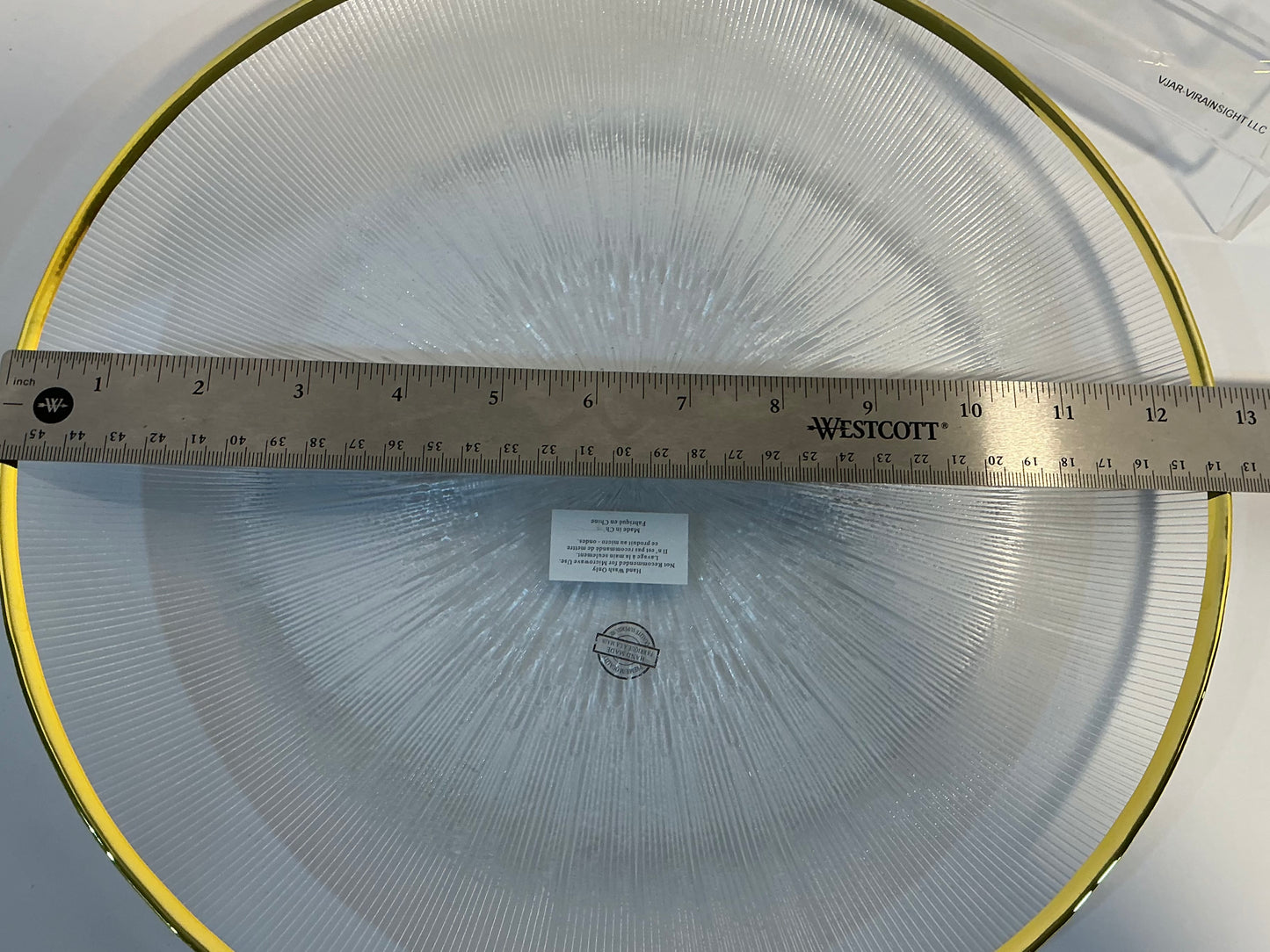 Clear Textured Glass Charger Plate w/ Gold Rim 13” multi use, make a perfect gift