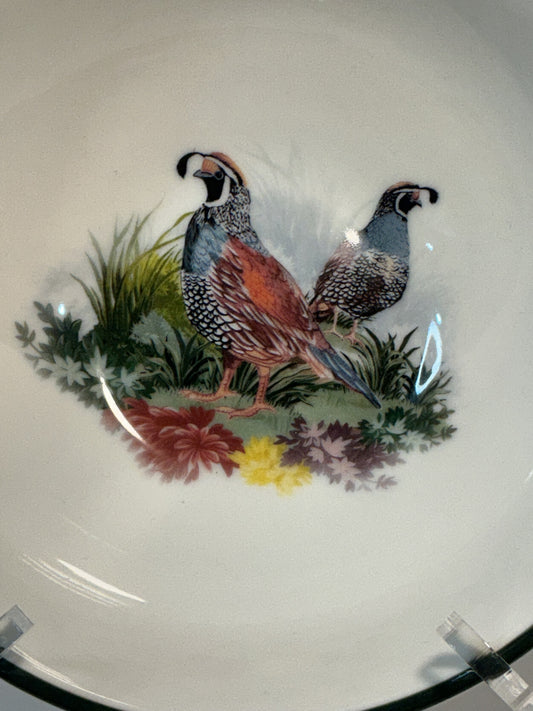 Pottery Barn Fantastical Forest Stoneware Bowl with a hand-painted white glaze decal finish
