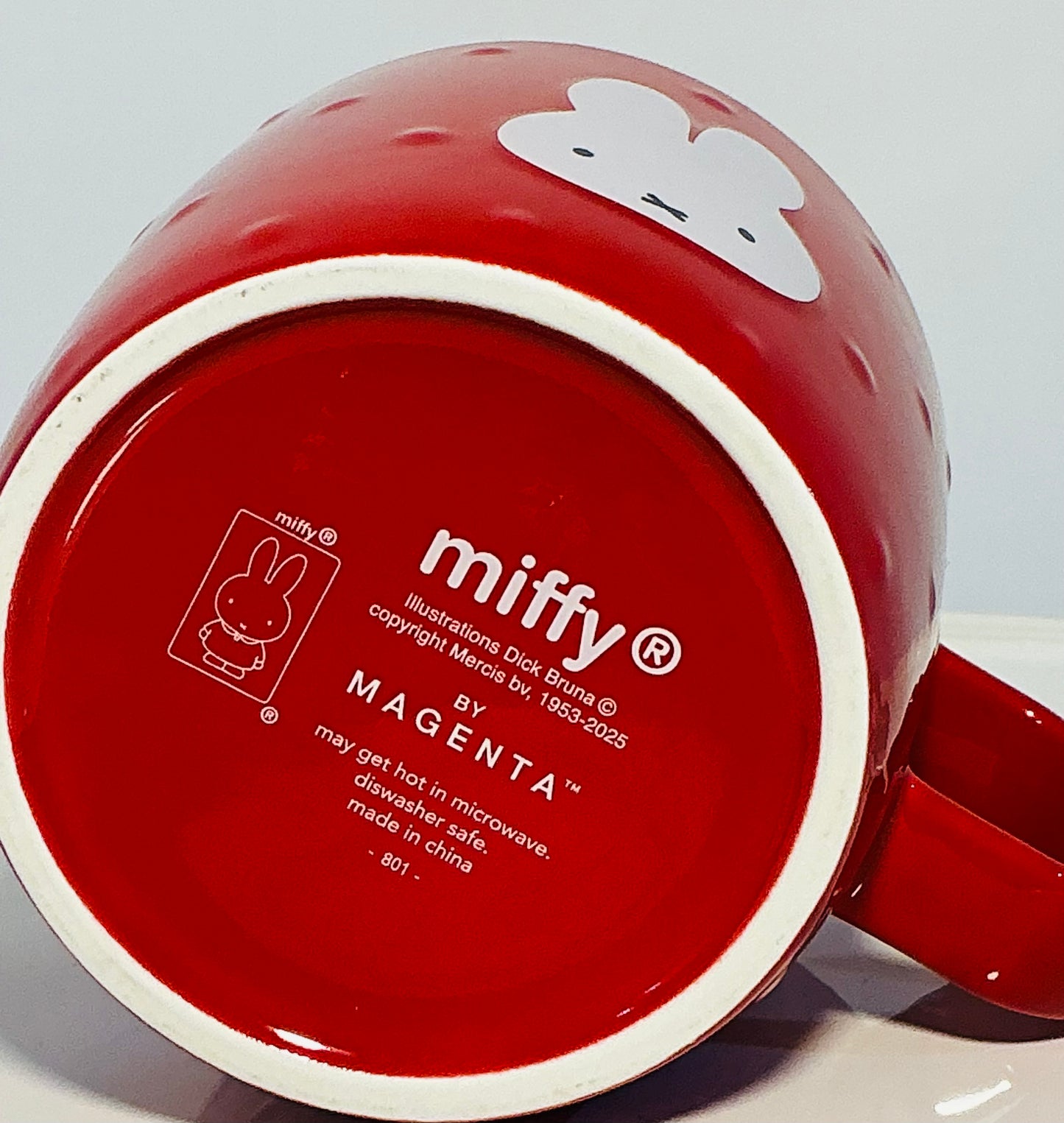 Miffy by Magenta 18oz Red Mug w/ an embossed white interior & white Bunny Face