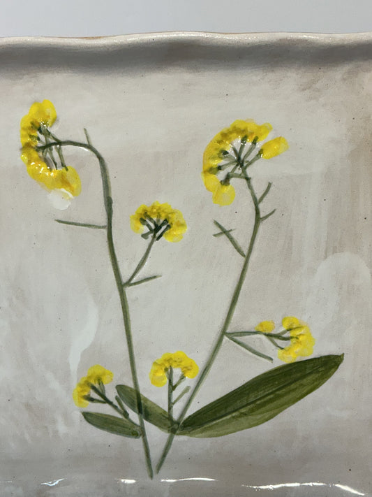 Potter’s Studio Hand-Painted Yellow Floral Square 5x5 Small Ceramic Dish