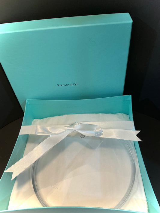 Tiffany & Co. Authentic 8” Round Crystal Platter with Lip-Clear Lead Crystal- Gift Ready